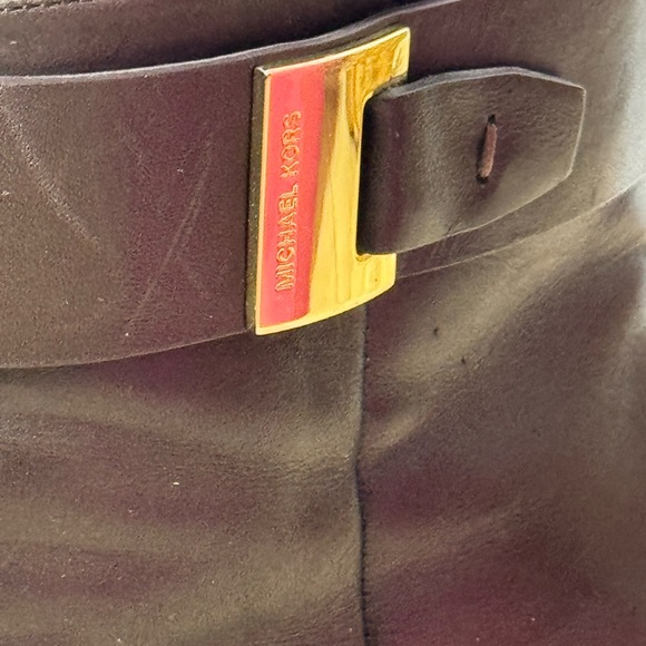 Michael Michael Kors Dark Brown Heeled Boots w/Gold Buckle 7 - Picture 7 of 9